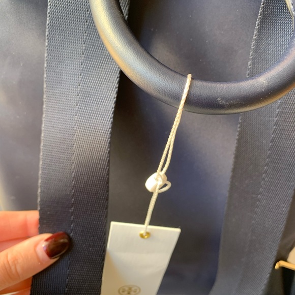Tory Burch Ella Backpack Navy Blue Nylon - Picture 11 of 12